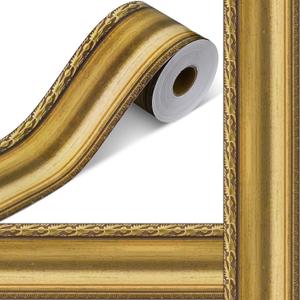 Outus 68 Feet Gold Frame Bulletin Board Border Die-Cut Straight Rolled Picture Frame Border Trim for School Classroom Bulletin Board Decoration for Chalkboard Home Office Party Decor (Classic)