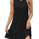 Naggoo Women Sleeveless Tank Dress Summer Ruffle Hem Boho Mini Dress Church Dress, L