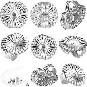 Hicarer 8 Pieces Earring Backs for Droopy Large Backs for Studs Replacement Secure Lifters for Heavy Earring(9 mm,Platinum)