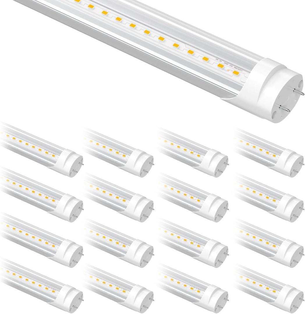 16-Pack Fluorescent Light Bulbs Replacement 4FT, T8 LED Bulbs 4 Foot Type A+B, 24W (65W Equivalent) 3200LM, 3000K Warm White, 48 Inch Tube, F32T8 or F40T12 LED Replacement, Non-Dimmable