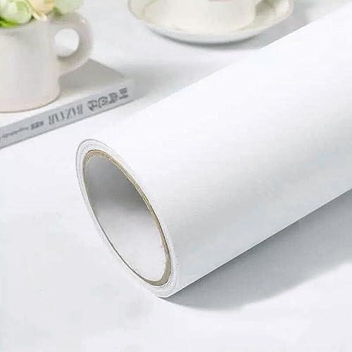 PracticalWs White Contact Paper 15.7'' x 236.2'' White Peel and Stick Wallpaper, Removable Self-Adhesive Thicken Wall Paper for Bedroom Walls, Desks, Tables