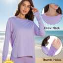 Womens Long Sleeve Shirts Workout Gym Top Activewear Running Hiking Athletic Exercise Shirt Rash Guard (Purple, XL)