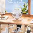 SWEETFULL Small USB Desk Fan 6.5 Inch, 3 Speeds Portable Personal Desktop Table Fan, Dual 360 Adjustment Mini Fan, Quiet Operation, for Home Office Car Outdoor Travel (White wood grain)