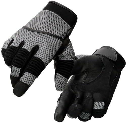 size XXL Milwaukee Leather SH791 Men's Black Leather and Grey Mesh Combo Racing Motorcycle Hand Gloves W/Elasticized Fingers