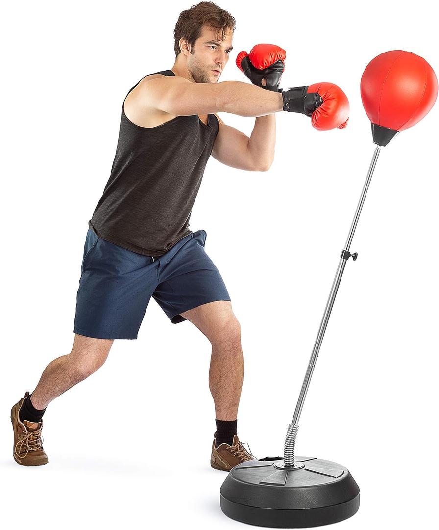 TechTools Punching Bag with Stand, Boxing Bag for Teens & Adults - Height Adjustable - Speed Bag for Training, Boxing Equipment, Stress Relief & Fitness, 58 Inches X 18"