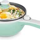 Dezin Hot Pot Electric Upgraded, Non-Stick Saut Pan, Rapid Noodles Electric Pot, 1.5L Mini Portable Hot Pot for Steak, Egg, Fried Rice, Ramen, Oatmeal, Soup with Power Adjustment (Green)