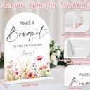 4 x Floral Bridal Shower Decorations, Make a Bouquet Sign, Acrylic Signs for Wedding, Wedding Signage for Reception, Boho Bridal Shower Decorations for Flower Shop, Bachelorette Night, Engagement, 3, 6x8 Inch