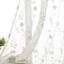 SLOW SOUL Set of 2 Panels White Embroidered Flowers Sheer Curtains for Bedroom Living Dining Room Farmhouse Drapes Curtain with Rod Pocket White 52"W X 102" Length