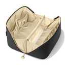 MSTONAL Travel Makeup Bag, Large Capacity Cosmetic Bags for Women, Waterproof Portable Pouch Open Flat Make up Organizer Bag with Dividers and Handle, Toiletry Bag for Essentials, Medium Size, Black