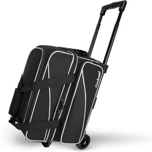 Goloni 3 Ball Bowling Bag with Wheels, 2+1 Double Roller Bowling Bag with Shoe Compartment,Tote Bag for Bowling Accessories, 18x14x9 inch