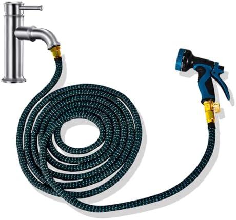 DHUJBFF Indoor Sink Hose Attachment for Faucet,50 Ft Faucet Hose for Kitchen Sink Bathroom Sink Faucet,Watering Houseplants,Washing Pets,Household Cleaning,Car Washing