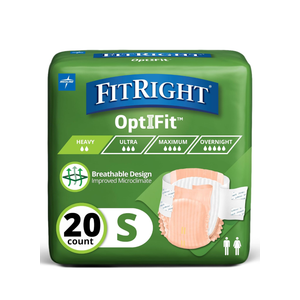 Extra OptiFit Heavy Absorbency Adult Diapers, FSA/HSA Eligible,20 Count, Waist Size 20"-32" ,S , Incontinence Briefs for Men and Women, Disposable, Moisture Wicking, Leak Protection