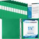 Henoyso 24 Pack 1.5 Inch 3 Ring Binder with Clear Cover Fit Letter Size 8.5" x 11" Paper Holds 350 Sheets, Bulk Binders for Organizing School, Office & Classroom Documents, 1 Pocket (Green)