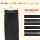 Hairro 6PCS 6 Clips In Short Hair Extensions 31g 10 Inch Dark Black