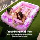 SLOOSH Inflatable Tanning Pool Lounger Float, 85" x 57" Extra Large Pool Floats Adult with Pillow, 4 in 1 Suntan Tub Raft Floatie,Sunbathing Bed Lounge Blow Up Ball Pit Party Gifts, XL-Hot Pink