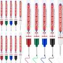 15 Pcs Long Nib Marker, 20 mm Long Head Deep Hole Marker Pens, Fine Nose Tip Deep Reach Permanent Paint Markers for Metal, Marking Pen for Drilling, Carpenter, Woodworking, Construction (Colorful)