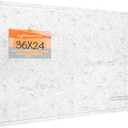 Lightomorrow Bulletin Board, 36 x 24 inches Felt Board - Decorative Pin Board, Cork Board Alternative for Wall, 3' x 2' Foldable Self-Adhesive Vision Board with 20 Pushpins - Marble White