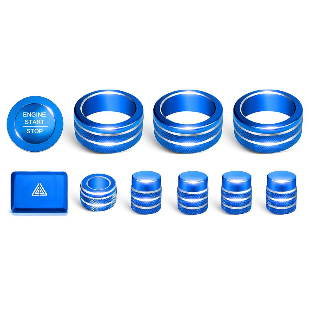 for Honda Civic Accessories 2026 2025 2022-2024 for CRV 2026 2025 2024 2023 for Acura Integra 2025 2024 2023 Hazard Light, AC Knob Cover, Air Vent, Radio, Push Start Button Cover Ring 11Pcs (Blue) (9-inch screen)