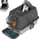 Stainless Steel Litter Box with Lid, XL Extra Large Cat Litter Box Enclosure, Front & Top Entry Covered Metal Cat Box with Steps & Scoop, Easy Cleaning (Dark Grey)