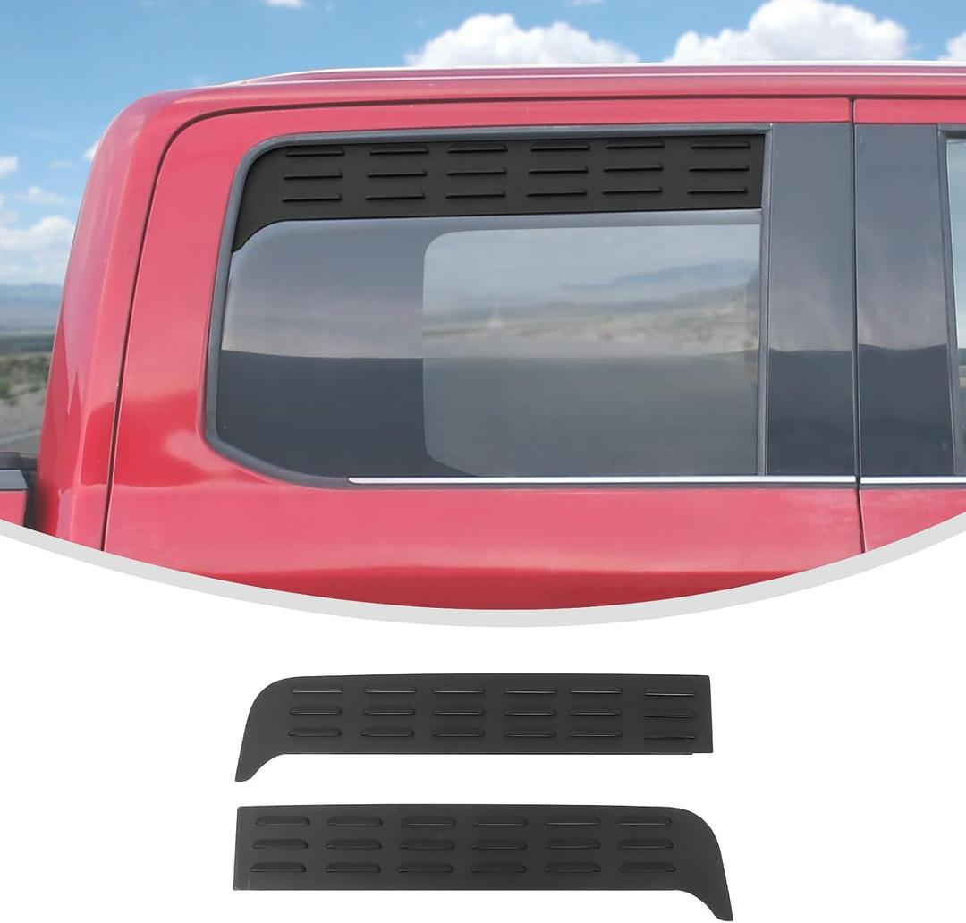 Linskip Aluminum Rear Window Vent Shades Compatible with 2015-2026 Ford F150 Crew Cab, Louvered Rain Deflectors for Rear Door Windows, Exterior Accessories