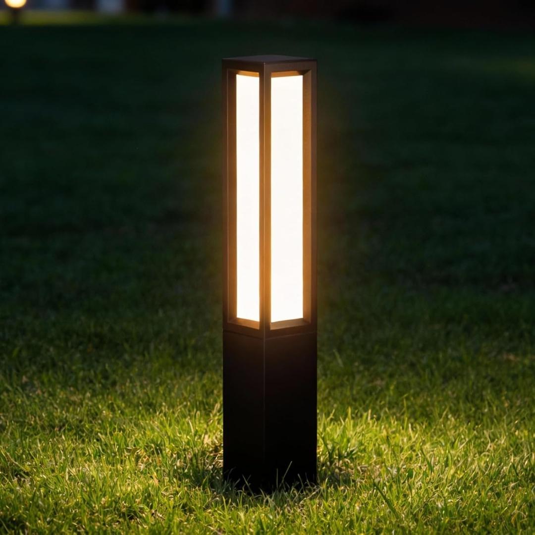 SkyGlow 32" Bollard Light, 12V Low Voltage Aluminum LED IP65 Waterproof Modern Outdoor Landscape Path Lights 3000K Curb Appeal Hardwired for Garden Pathway Lawn Patio Courtyard Driveway Commercial