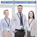 400 Pack Neck Lanyard Bulk with ID Card Holder Lanyards for ID Badges Vertical Name Badge ID Card Holders Flat Neck Lanyards with Clip for Nurses Teacher Students, Black