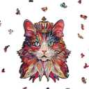 Wooden Puzzles for Adults  Cat King 200 Piece Jigsaw Puzzles with Unique Shape -Challenging Puzzle Perfect for Game Nights, Ideal Creative Gift Ideas/Perfect Home Decor/Wall Art