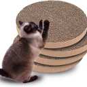 Extra Large Round Cat Scratcher Refill Pads - 15.7 Inch Diameter, 1 Inch Thick, Cardboard Scratching Board Replacement for Cats, 4 Pack