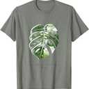 NEW Variegata Window Plant Monstera Deliciosa Tropical Leaf T-Shirt, Olive Heather, Large