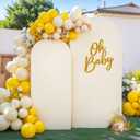 Beige Arch Backdrop Cover 7.2FT 6FT Spandex Arch Covers Stretchy Backdrop Set of 2, Double-Layer Wrinkle Free Wedding Arch Stand Cover Party Backdrop Curtains for Baby Shower Birthday Party Decoration