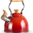 ROCKURWOK Tea Kettle, Tea Pot with Cool Touch Ergonomic Handle, Teapot Food Grade Stainless Steel, Tea Kettle Stovetop, Kettle Teapot, Whistling Tea Kettle, Small Tea Pot, 1.6 Quart (Red)