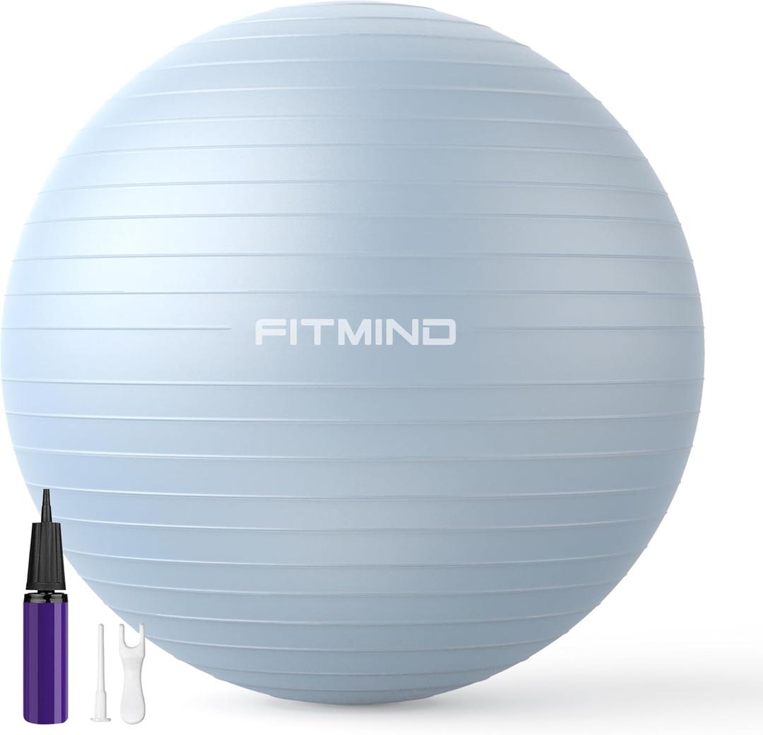 Extra Thick Exercise Ball Yoga Ball 22in/26in/30in for Workout Pregnancy Stability,Anti-Burst and Slip Resistant Swiss Ball with Pump for Yoga, Pilates, Fitness,Birthing,Physical Therapy (75cm, Blue)