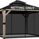 COWVIE Gazebo Replacement Mesh Netting, Durable Polyester Screen - 10'x12' Size, 4-Panel Sidewalls with Double Zippers for Patio & Outdoor (Netting Only)