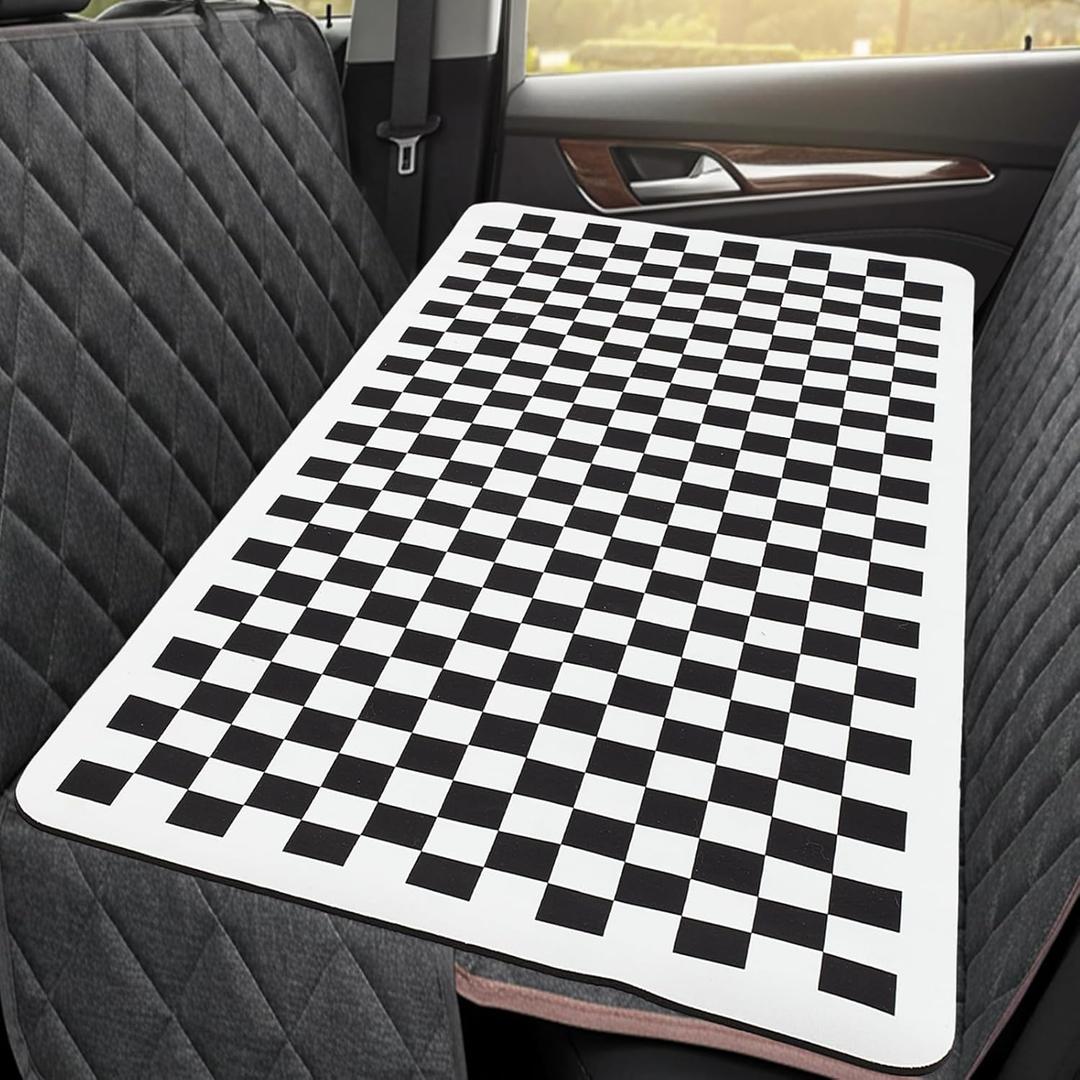 Nuanchu Non-Slip Pet Bed Mat for Truck Hard Bottom Dog Mat for Back Seat Covers Extender Black Plaid Waterproof Hair Resistant Dog Blanket for Couch Seat Cover Anti Slip Pet Linner Bed Backseat Cover, size is 23.62 x 59.84 inches