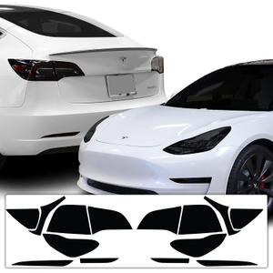 BOGAR TECH DESIGNS Tail Head Light Side Markers Reflectors Tint Kit Compatible with and Fits Tesla Model 3 2017-2023, Dark Smoke