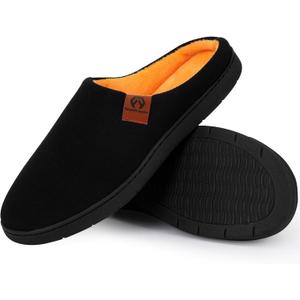 Mens Scuff Slippers, Cozy Supportive Foam Slip-On House Shoes for Indoor & Outdoor (11-12, Orange)