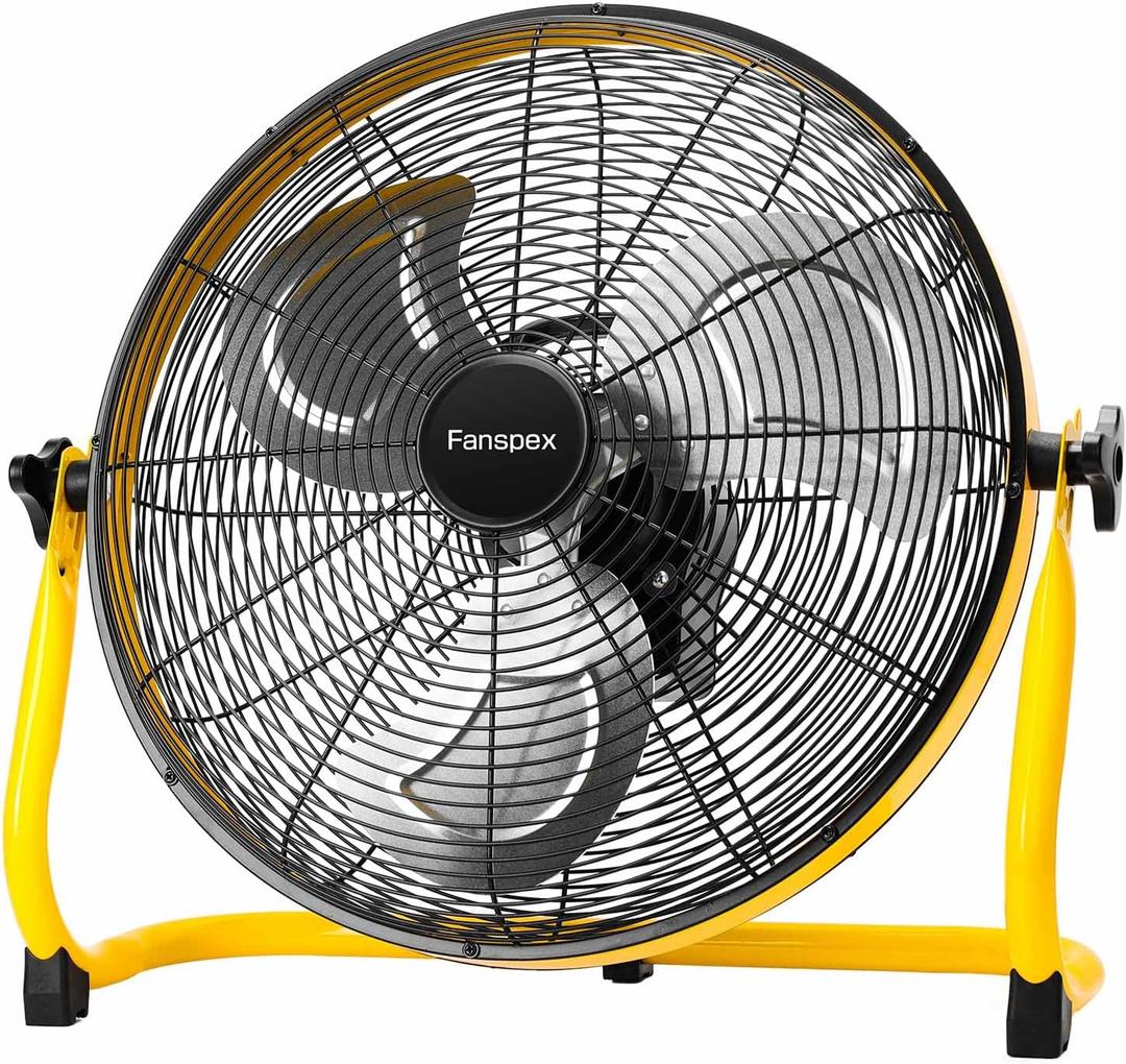 16" High-Velocity Portable Battery Operated Floor Fan for Home Camping Gym Garage Gazebo Greenhouse, 360 Adjustable Tilt with Max 60 Hours Working Time