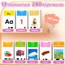 HOMESTEC Toddlers Bilingual Spanish & English Talking Flash Cards with 288 Sight Words, Speech Therapy Toys for 1 2 3 4 5 6 Years Old Boys and Girls, Learning Educational Kids Gifts (Pink)