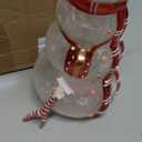 Red Carpet Studios Décor LED Light Up Standing Glass Snowman w/Red Scarf, 10.3" one arm fallen off
