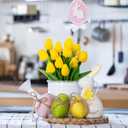 Eternal Blossom 12pcs Yellow Tulips Artificial Flowers, 13.4" PU Flowers Fake Tulips for Spring Mother's Day Easter ValentineS Day Gifts in Home Kitchen Wedding Dining Table Decorations