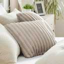 Bedsure Throw Pillow Covers - Pack of 2, 18x18 Pillow Cover, Soft, Cozy, Fluffy, Striped Design, Home Decor for Sofa, Couch, Bed, Linen