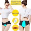 Period Underwear Heavy Flow Women 30ML Absorbent Leak Proof Panty Postpartum Pants Menstrual Panties Briefs (Black, XL)