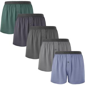 BAMBOO COOL Mens Boxer Shorts Underwear Soft Comfortable Breathable Knit Boxers Short for Men (Grey Green, Cement Grey, Grey Blue, Grey, Pigeon Grey (5-pack)) XXL