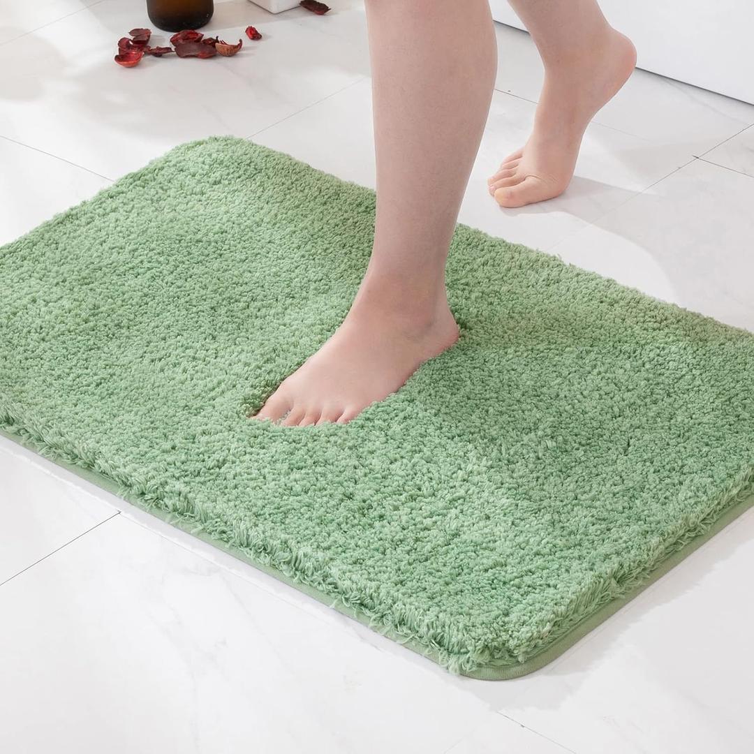 MIULEE Sage Green Bathroom Rugs, Soft Absorbent Microfiber Bath Rugs Non Slip Quick Dry Fluffy Bath Mats for Bathroom Floor Tub Showers, Machine Washable, 20x30 Inch (1'8" x 2'6" (Rectangular))