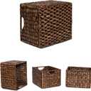 BIRDROCK HOME Storage Shelf Organizer Baskets with Handles - Handwoven Abaca Seagrass Wicker Basket for Pantry, Living Room, Office & Bathroom, Versatile Under Shelf Storage - Brown Wash | Woven Storage Baskets for Shelves with Handles, Cube Organizer Bins for Pantry, Living Room, Office, and Bathroom