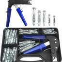 TOVOT 77PCS Wall Anchor Setting Tool Heavy Duty Hollow Wall Anchor Tool with 5 Sizes Molly Bolts Hollow Drive Wall Anchor Screw Kit (M4 M5 M6)