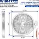 10In W11047722 8523692 W10248262 Single Radiant Surface Heating Element Fit for Whirl-pool, Ken-more, May-tag, Replaces PS11775308 4461933 AP6041999 Range Stove Burner Surface Element By Fetechmate