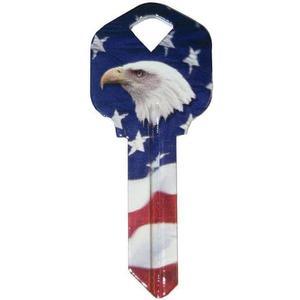 Hillman Wackey Flag & Eagle House/Office Universal Key Blank Single Sided