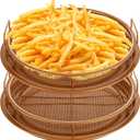 Steel Air Fryer Tray, 4 Piece Nonstick Copper Crisper Air Fry Basket For Oven, Air Fryer Baking Pan, Air Fryer Basket for Oven Baking & Crispy Foods Large (Round- 12x12in)