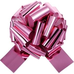 Wiwiqing 12" Pink Bow Metallic Pink Pull Bow Jumbo Ribbon Decoration for Gifts, Cars, Parties, Weddings & Anniversaries Big Ribbon for Boxes, Flower Arrangements, Anniversary & Event Decor
